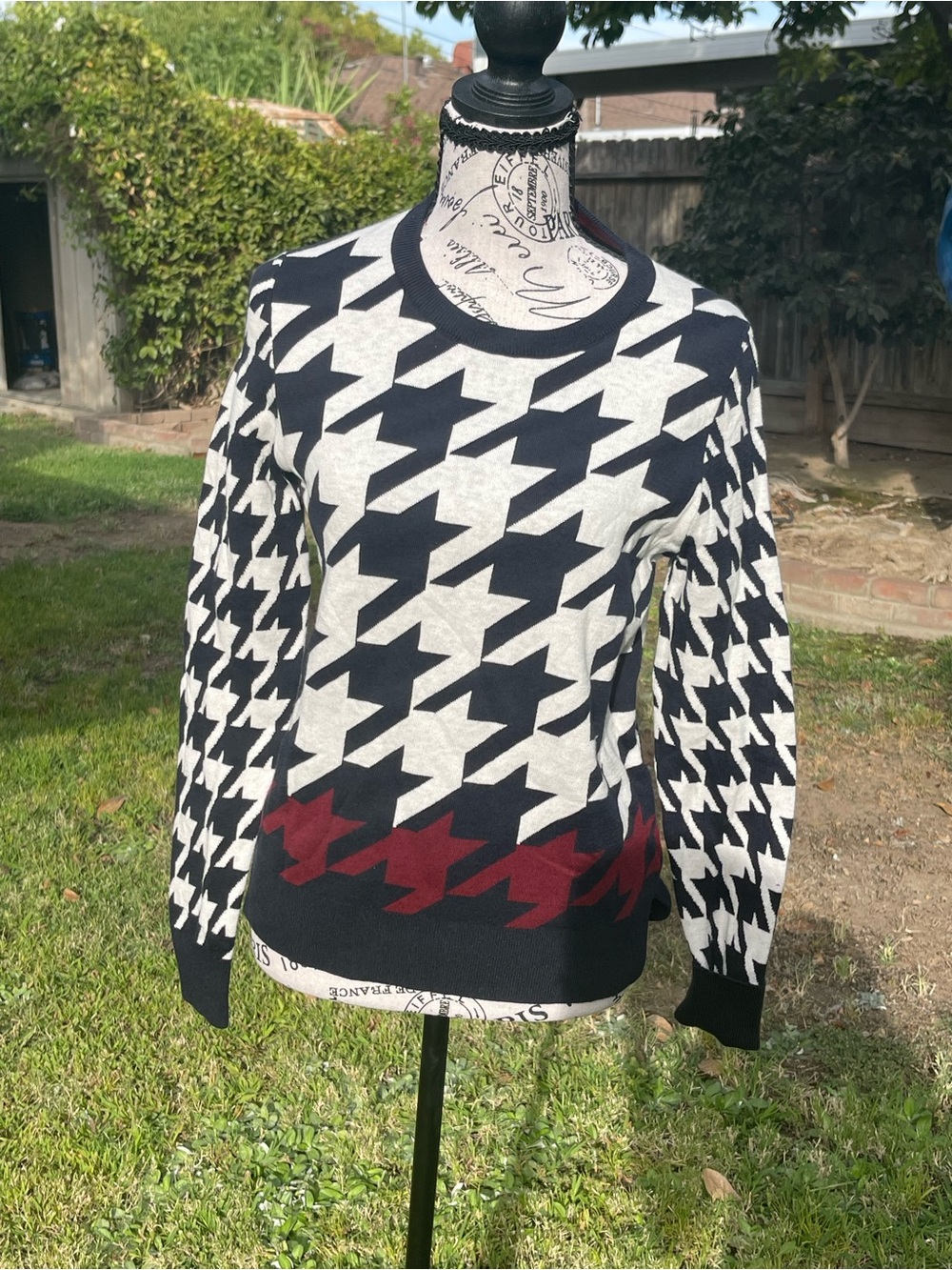 Tommy Hilfiger Cotton Cashmere Houndstooth Sweater XS